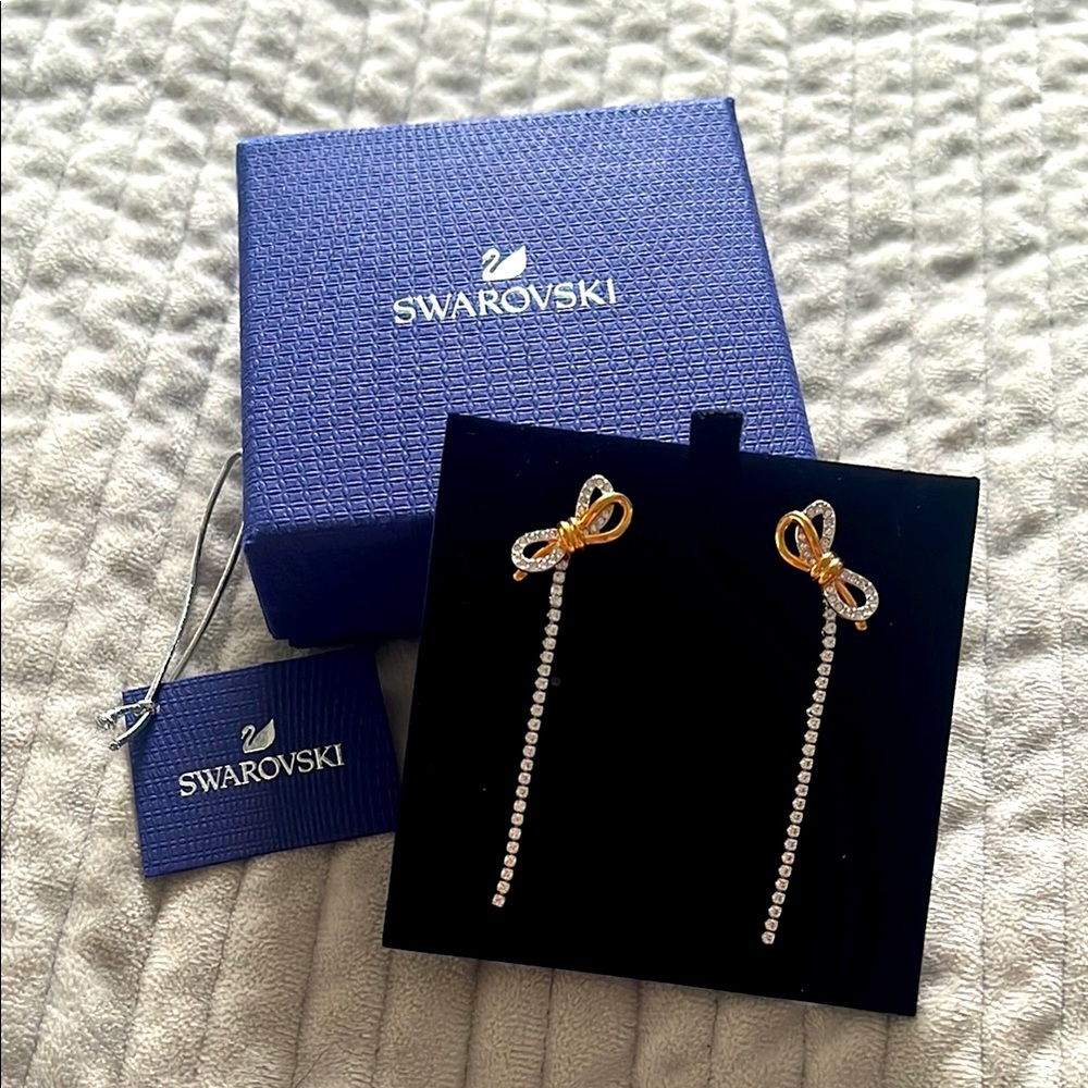 Swarovski Gold and Silver Bow Earrings